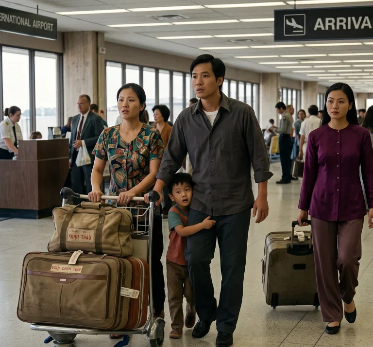A new Vietnamese refugee arrived at the Pittsburgh Airport