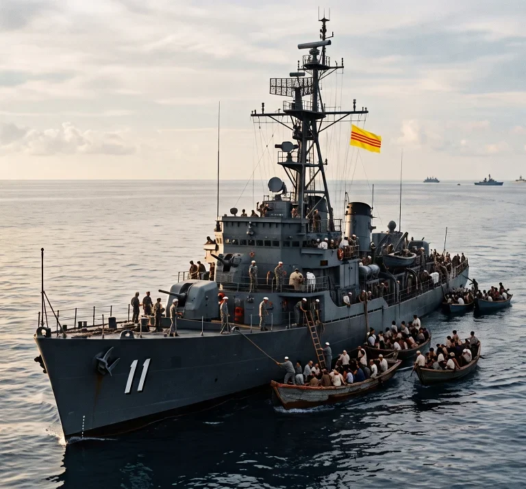 Beyond Saigon River - South Vietnamese Navy Ships enroute to the Subic Day